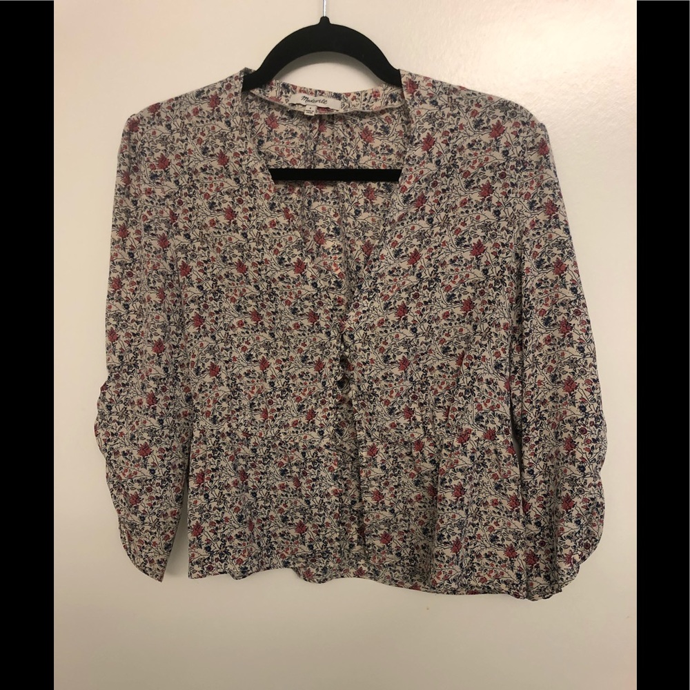 Madewell silk floral blouse